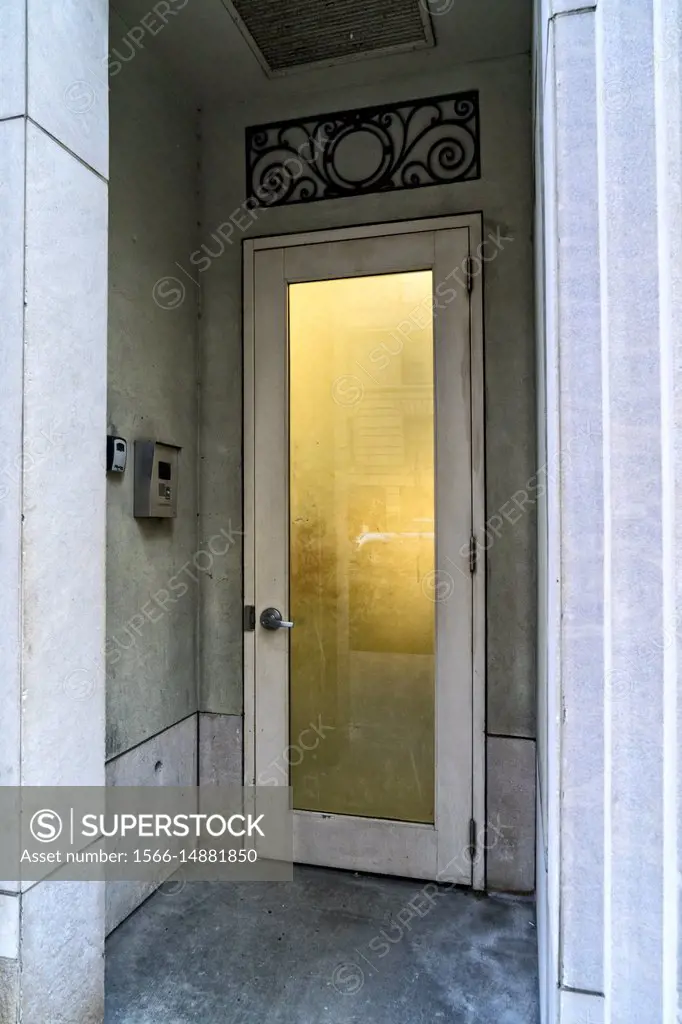 Entry Vestibule and Door of an Upper East Side Tenement Office and Apartment Building, Manhattan, NYC.