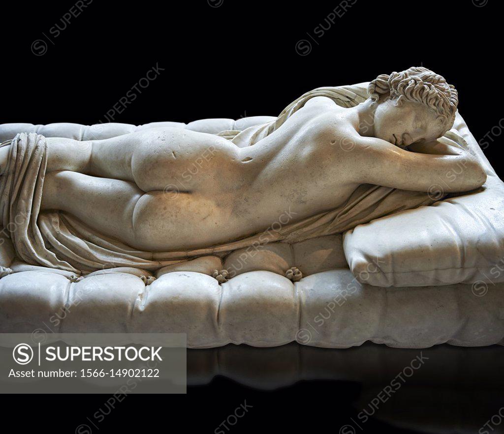 Sleeping Hermaphroditus, The Borghese Hermaphrodite. A Life size ancient  2nd century AD Roman statue sculpted in Greek Marble and found in the  grounds... - SuperStock