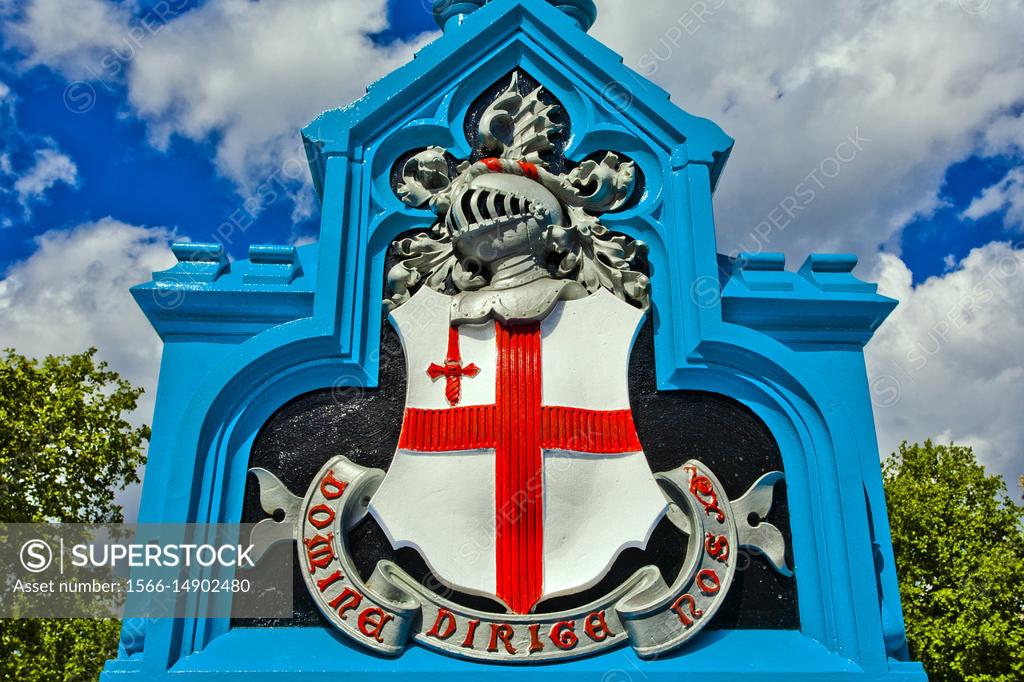 City of London coat of arms, motto Domine dirige nos, Tower Bridge ...