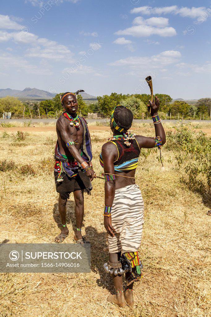 Young Hamar Women Taunt A Hamar Tribesman In To Whipping Them, Stock Photo,  Picture And Rights Managed Image. Pic. YB3-3028767