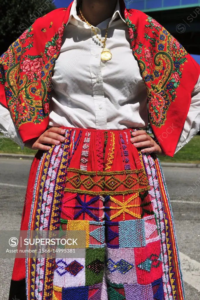 Traditional costume (Lavradeira) of Minho. Our Lady of Agony Festivities, the biggest traditional festival in Portugal. Viana do Castelo.