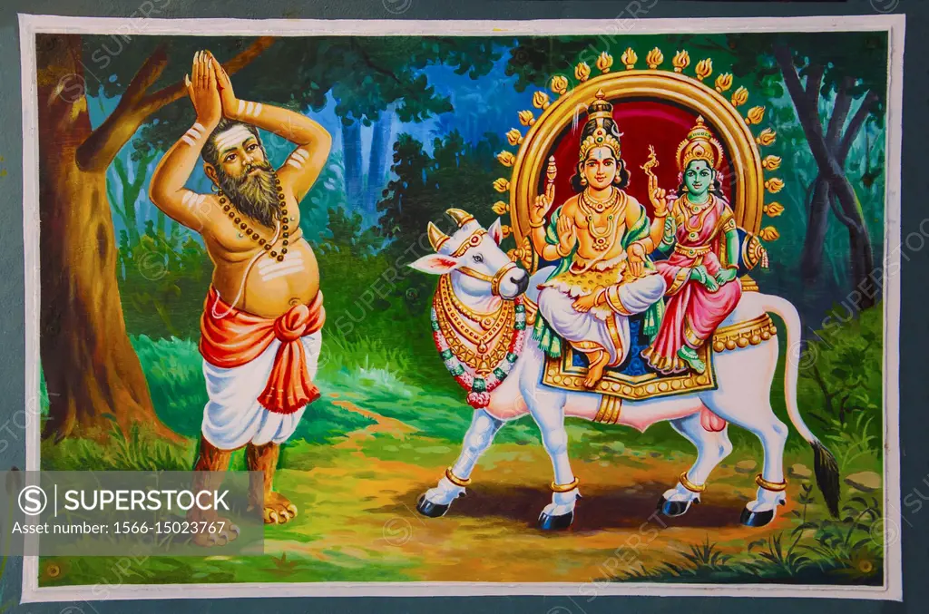 Colorful paintings on the ceiling of Nataraja Temple, Chidambaram, Tamil  Nadu, India. Hindu temple dedicated to Nataraj. Shiva as the lord of dance.  T... - SuperStock