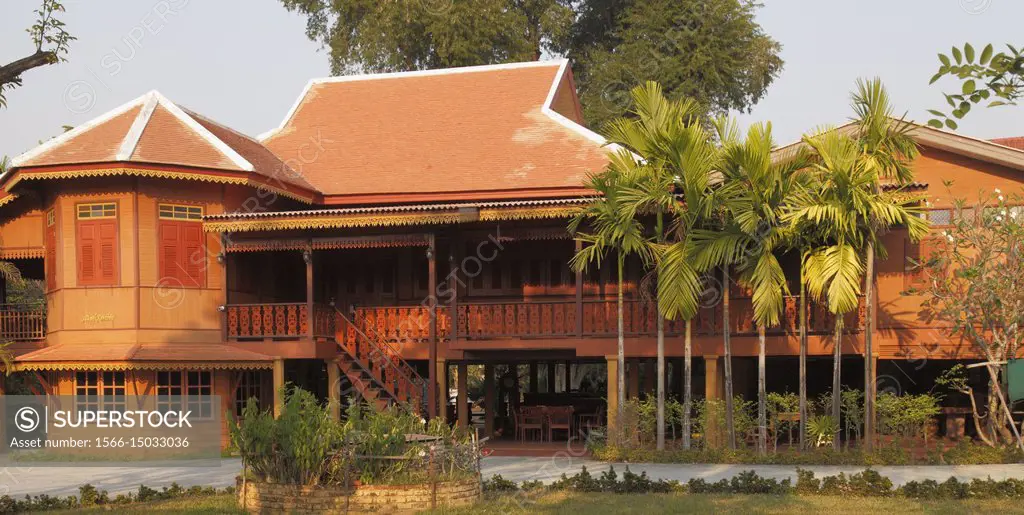 Thailand; Lampang, teak wood house, traditional architecture,.