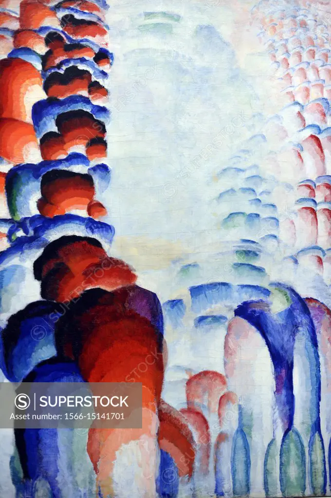 Hindu Motif, Red Gradations, 1919-1920, painting by Frantisek Kupka (1871-1957) aka Frank Kupka or François Kupka, Czech painter and graphic artist, P...