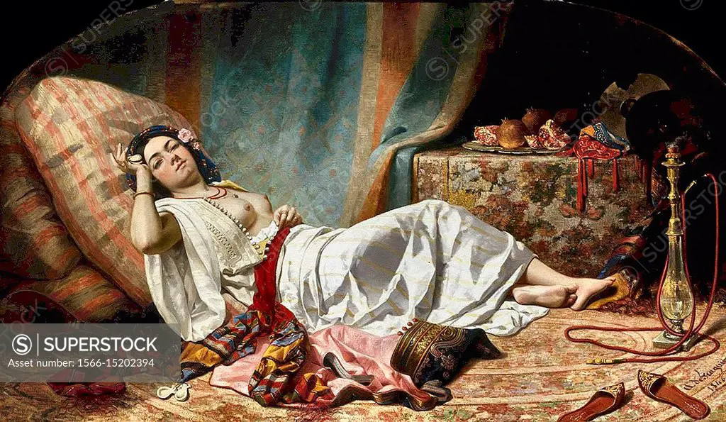 Fraguier Gabriel Auguste Claire Armand De - Odalisque Au Nargile.