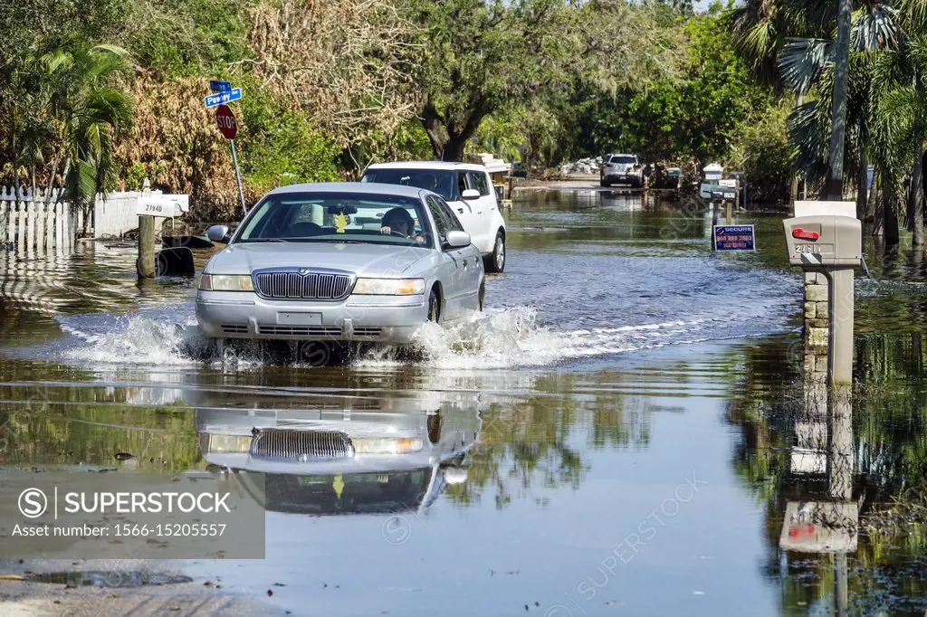 Florida, Bonita Springs, after Hurricane Irma wind rain damage destruction aftermath, , flooding, house home residence, neighborhood, stagnant water, ...