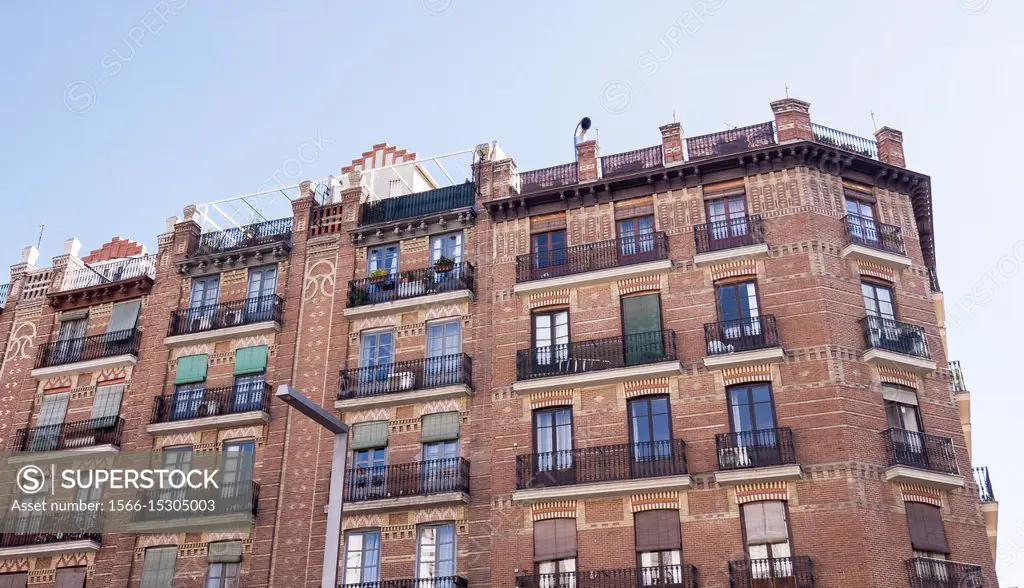 Typical architecture. Plaza de Felipe II. Madrid, Spain.