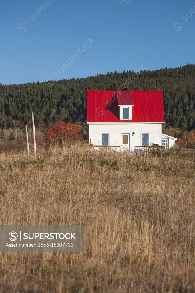 Canada, Quebec, Gaspe Peninsula, Weygand, farmhouse, autumn.