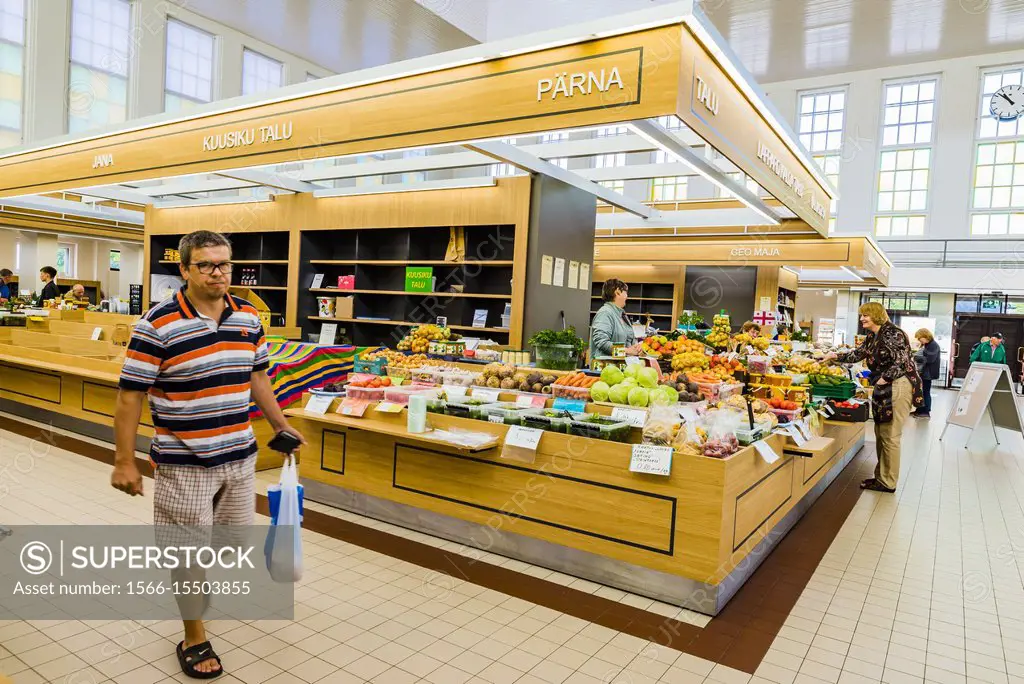 The newly renovated Tartu market hall is an indoor market. Tartu, Tartu County, Estonia, Baltic states, Europe.