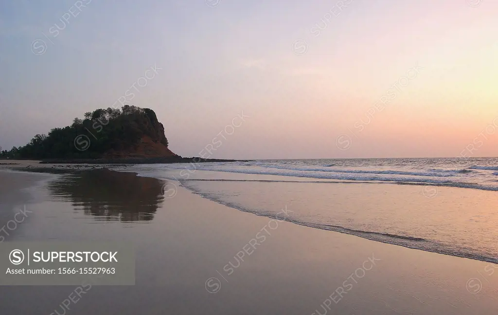 Kashid beach located 30 km from Alibaug famous for its beautiful clear blue water, white color sand and lovely streams, Maharashtra, India.