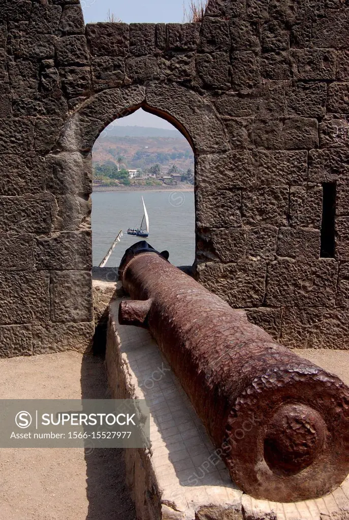 Canon at Murud Janjira Fort, Maharashtra, India.