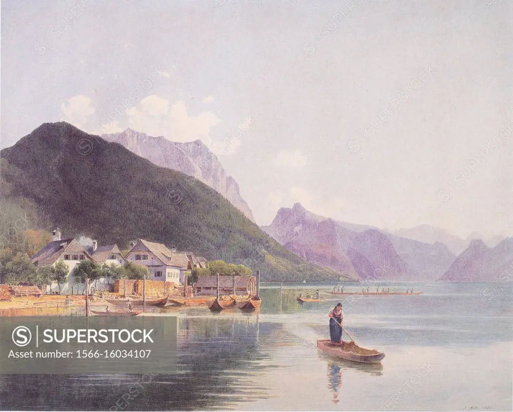 Rudolf von Alt - Lake Traun 1840.