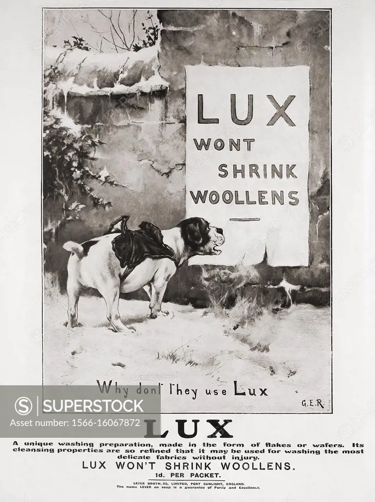 Advertisemet for Lux Soap in a 1907 edition of The Graphic, a weekly illustrated newspaper, published in London from 1869 to 1932.