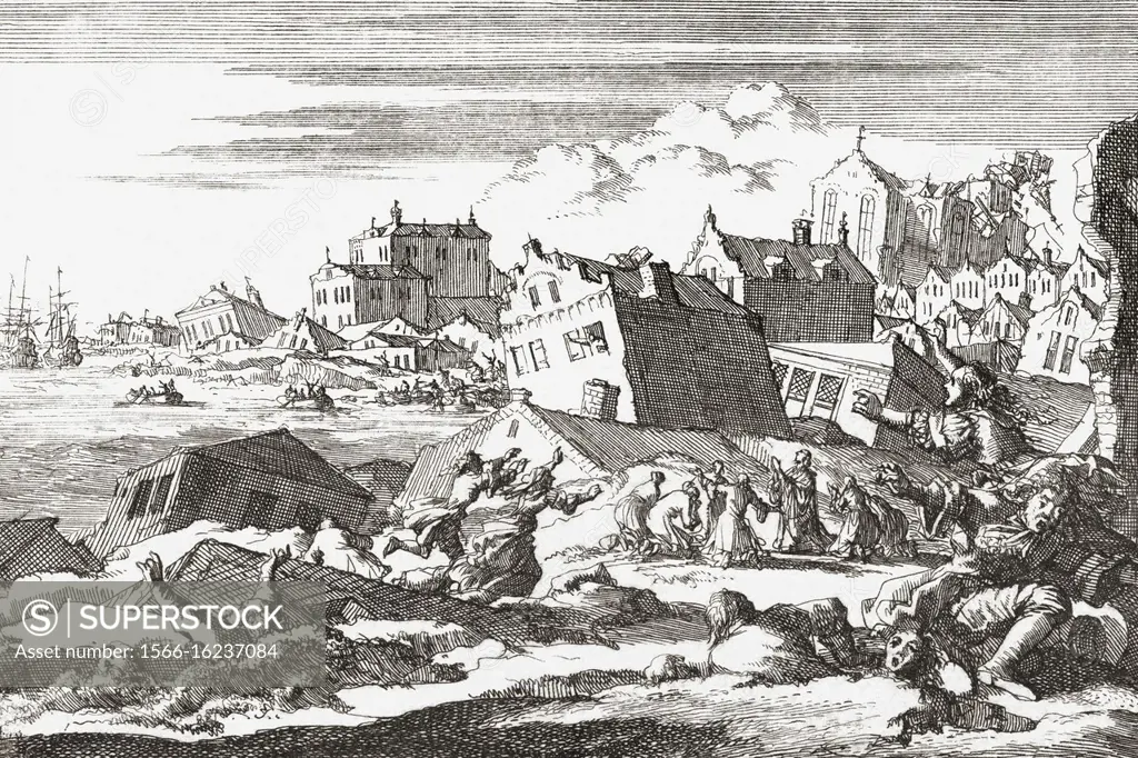 The 1692 Earthquake At Port Royal, Jamaica. After A Work By Dutch 