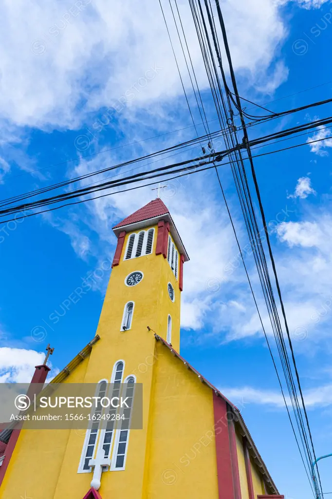 Nuestra Senora de la Merced catholic church, Ushuaia city, Tierra del Fuego archipelago, Argentina, South America, America.