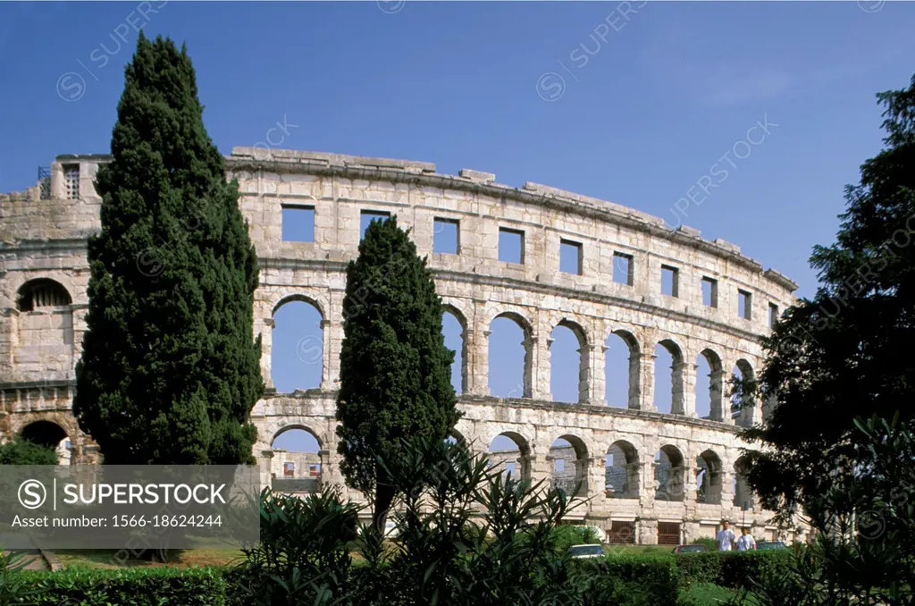 roman amphitheatre, pula, croatia.