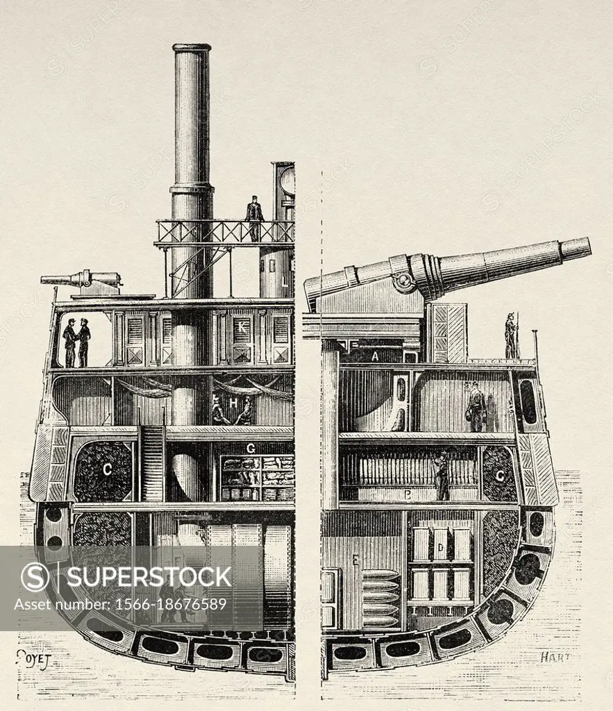 French ironclad Indomptable was an ironclad barbette ship built for the French Navy in the late 1870s and early 1880s. The main armament consisted of ...