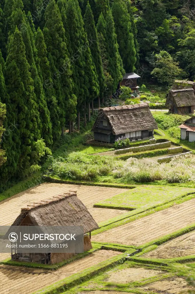 Traditional thatched roof building in Shirakawa go Unesco World Heritage Site Japan