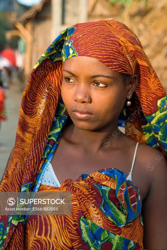 young malagasy woman, Hell-Ville Andoany, Nosy Be island, Republic of Madagascar, Indian Ocean