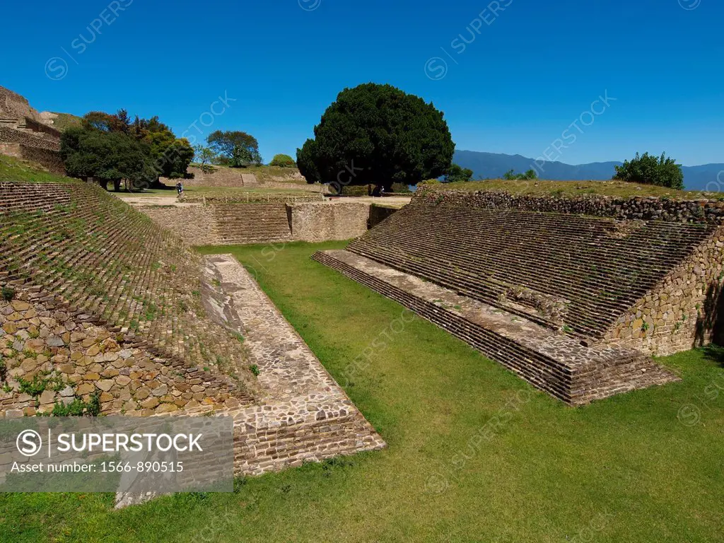 Ball game court. Monte Albán. Zapotec archeological site. Oaxaca. Mexico.