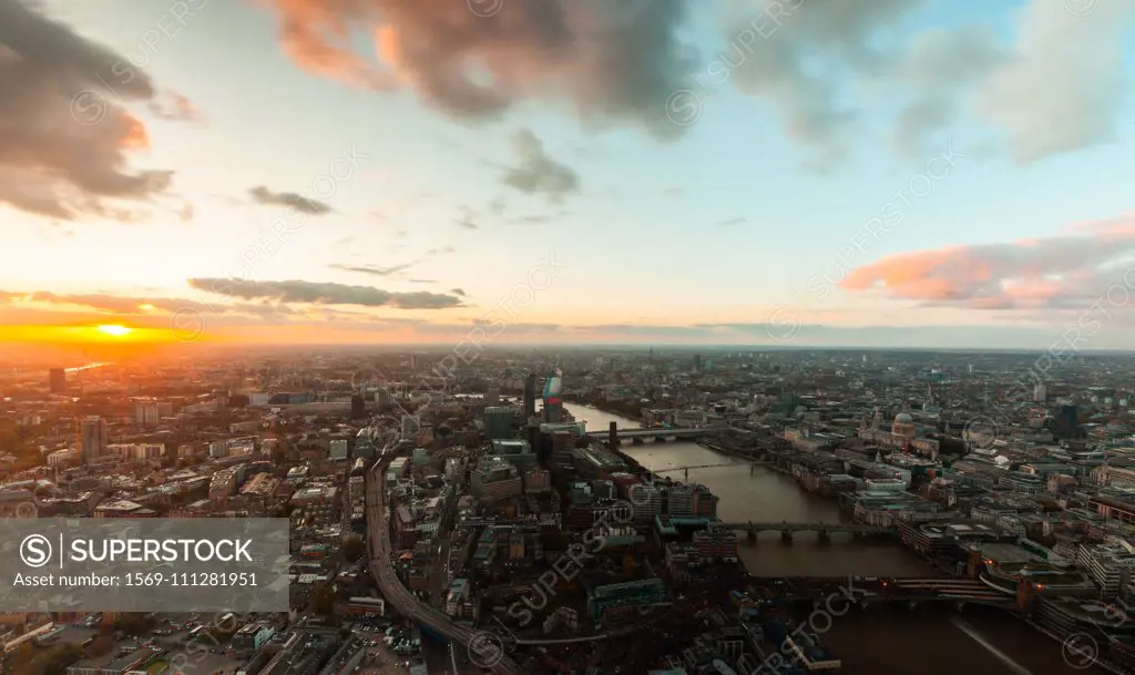 View of cityscape with River Thames