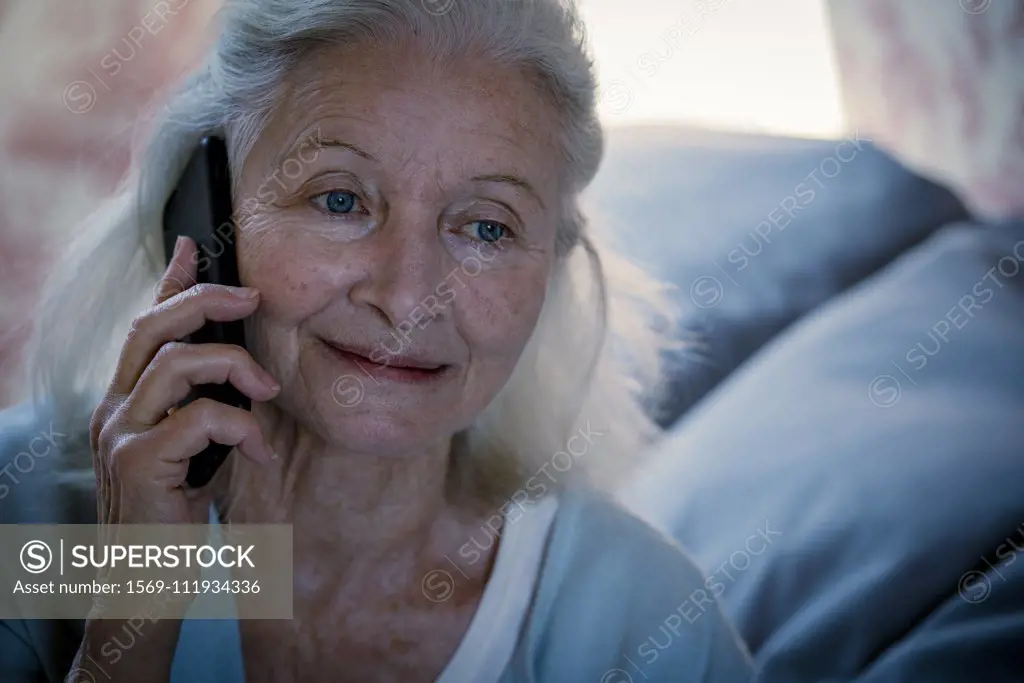 Senior woman talking on smart phone