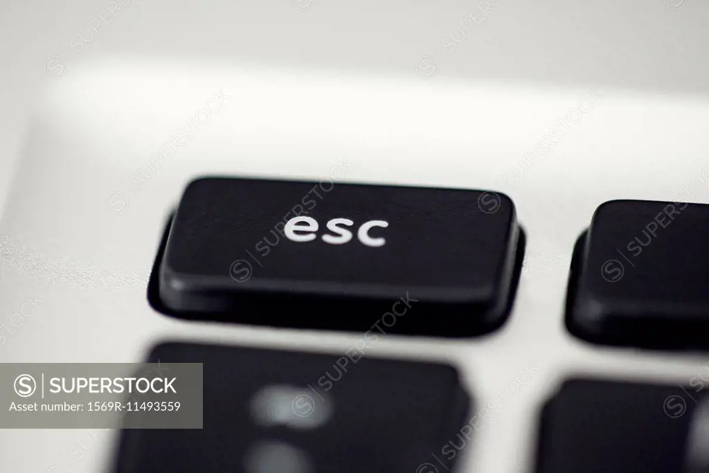 Close-up of escape key on computer keyboard