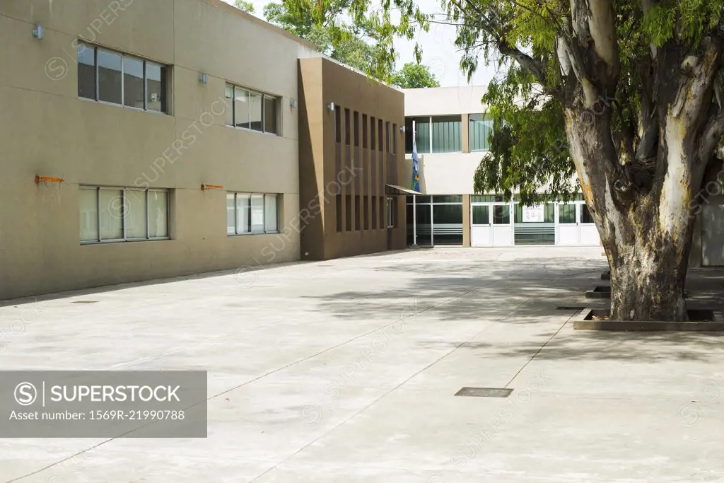 Empty school courtyard