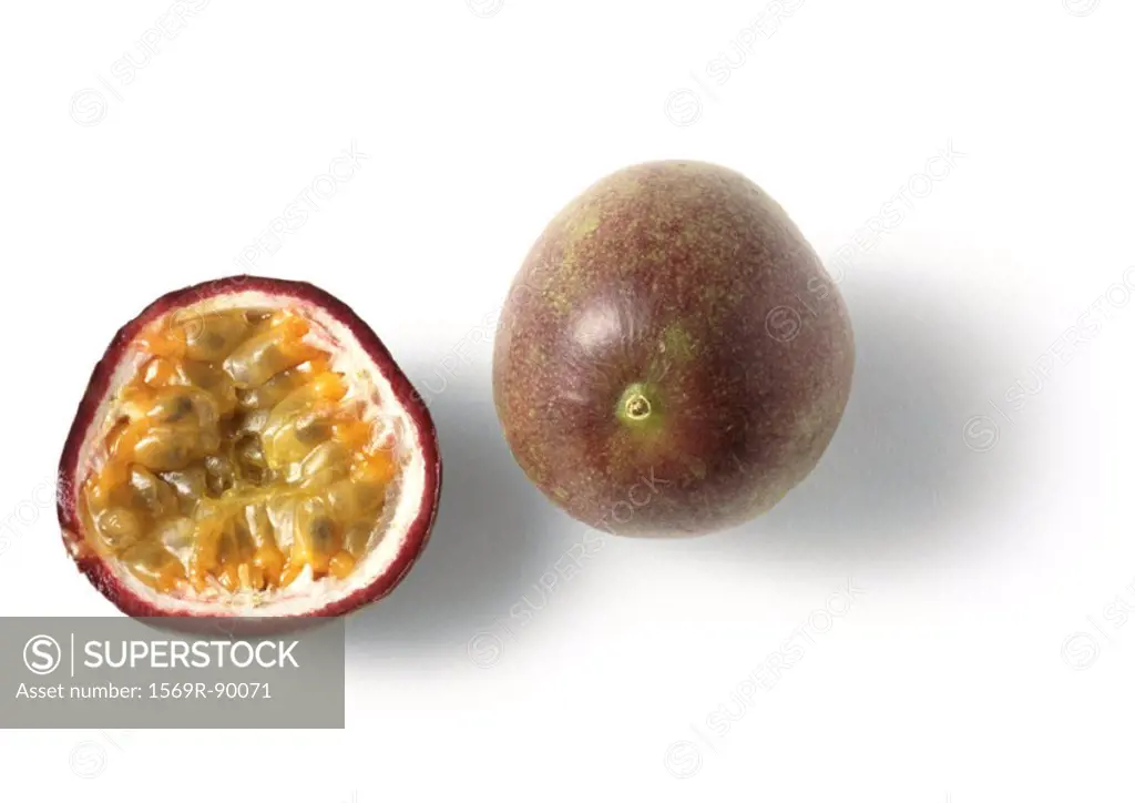 Passion fruit and passion fruit half