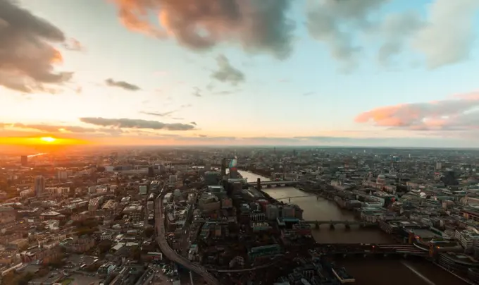 View of cityscape with River Thames