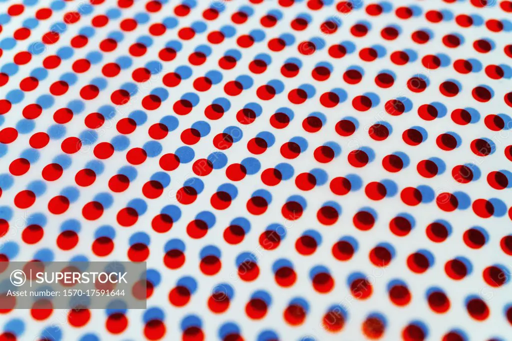 3D red and blue dots pattern overlapping on white background