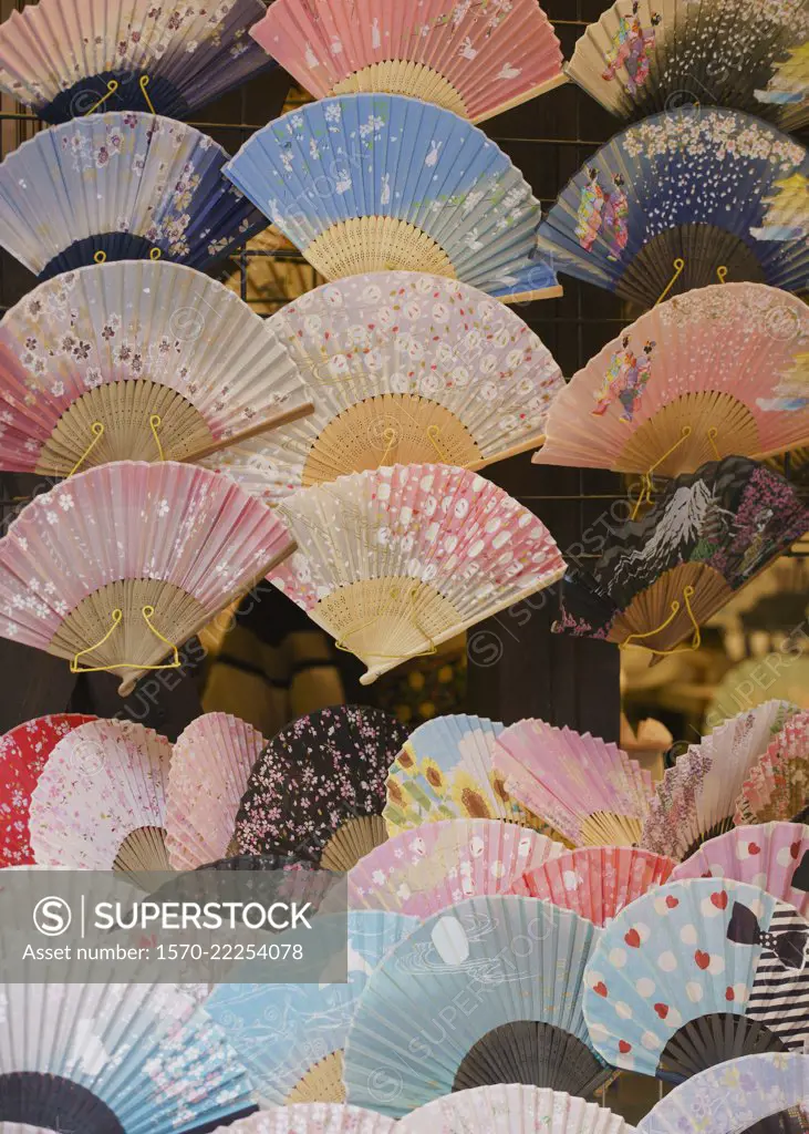 Variety of hand fans on display, Tokyo, Japan