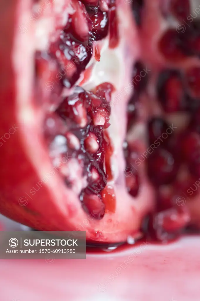 Extreme close up of a pomegranate