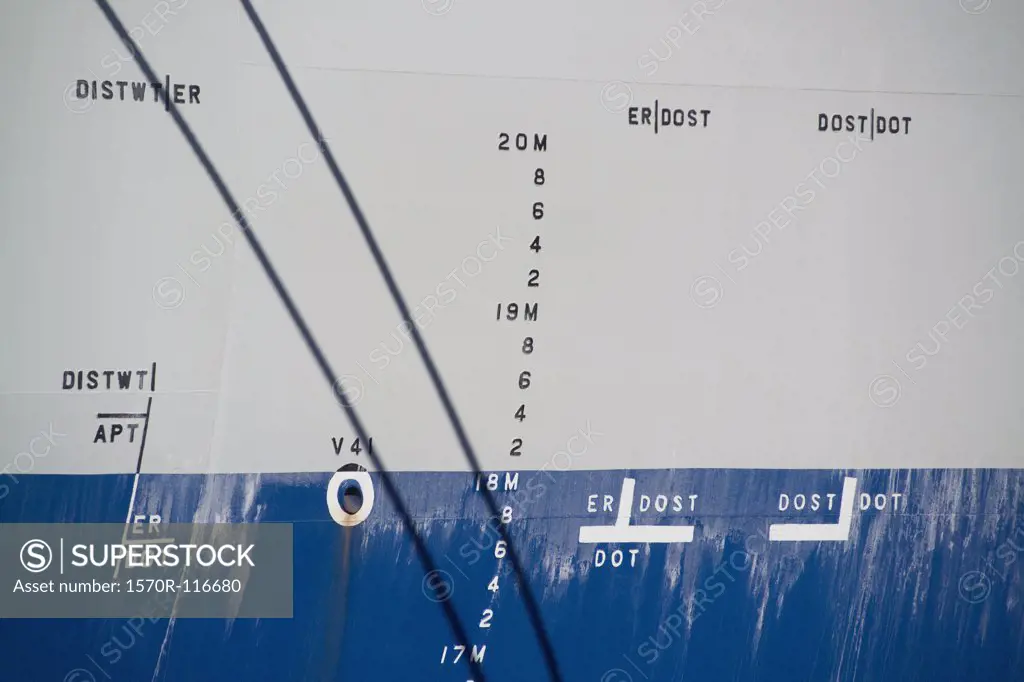 Depth markers on a ship