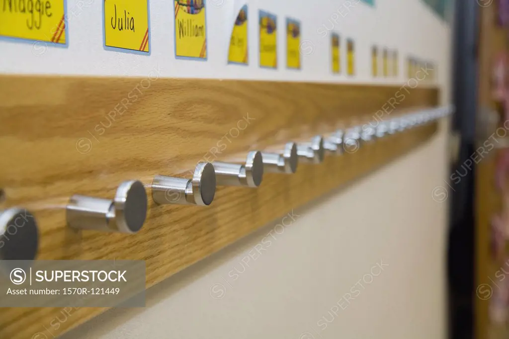 Coat rack in a primary school