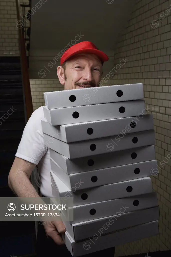 A pizza delivery man, portrait