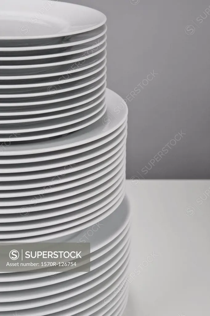 A stack of white crockery