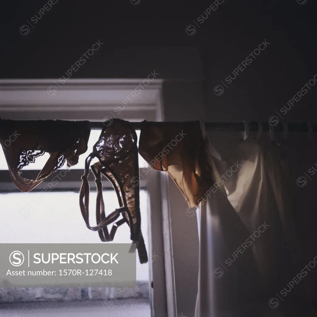 Panties And Bra Drying Stock Photo, Picture and Royalty Free Image