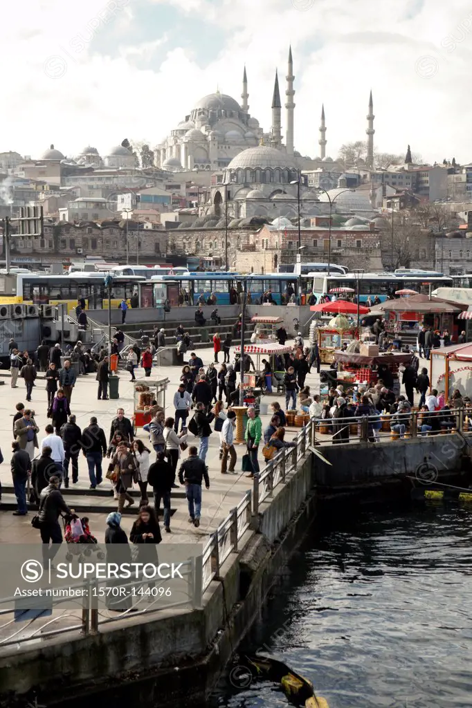 View of Suleymaniye Mosque from Galata Bridge, Istanbul, Turkey