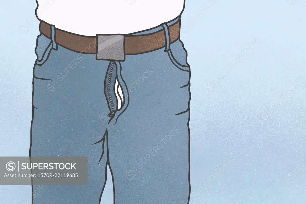 Close up man with unzipped pants