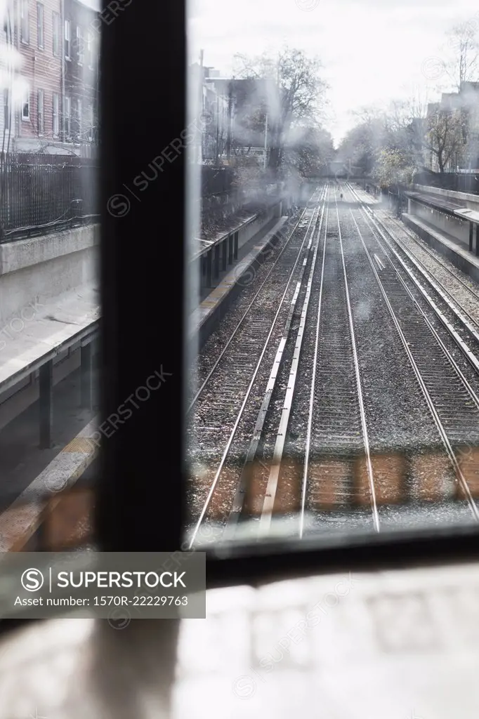 Urban train tracks, Brooklyn, New York City, New York, USA