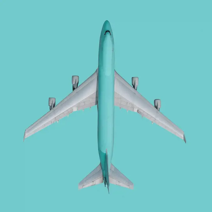 View from above turquoise airplane