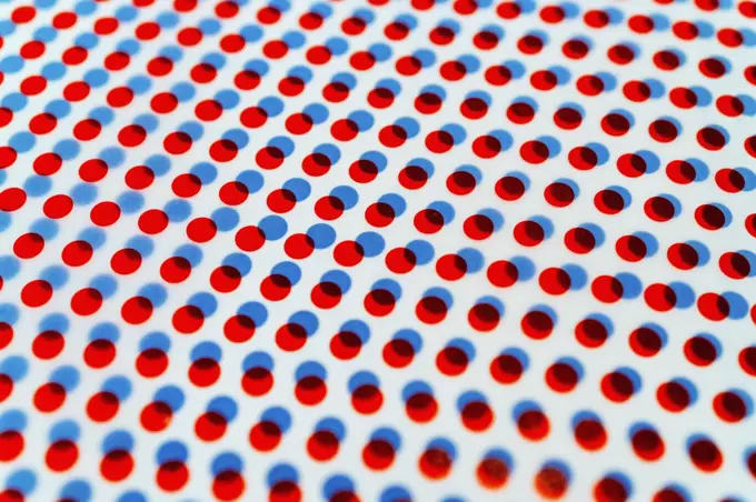 3D red and blue dots pattern overlapping on white background