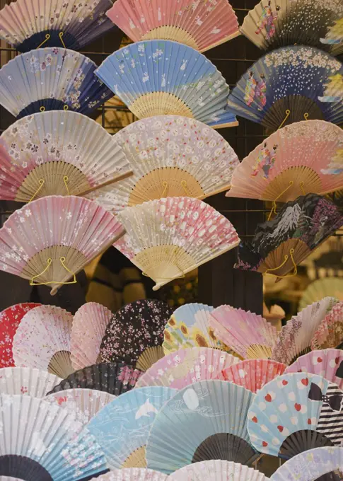 Variety of hand fans on display, Tokyo, Japan