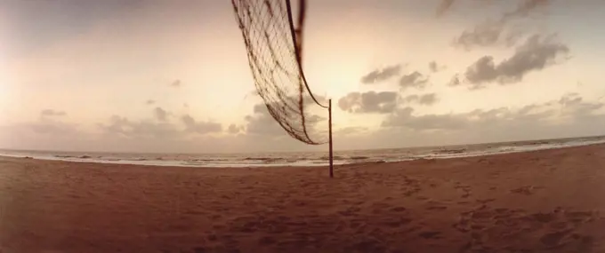 Volleyball net on beach