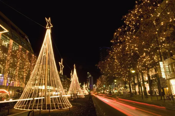 Christmas decorations along Kurfurstendamm, Berlin, Germany