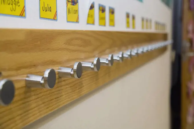 Coat rack in a primary school