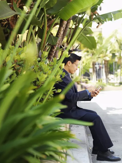 A businessman using a smart phone