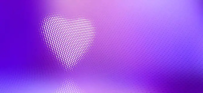 Digitally generated image of spotted heart against purple background