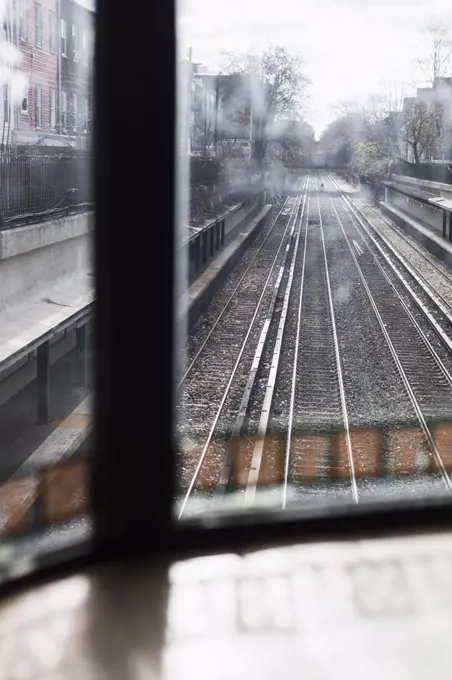 Urban train tracks, Brooklyn, New York City, New York, USA